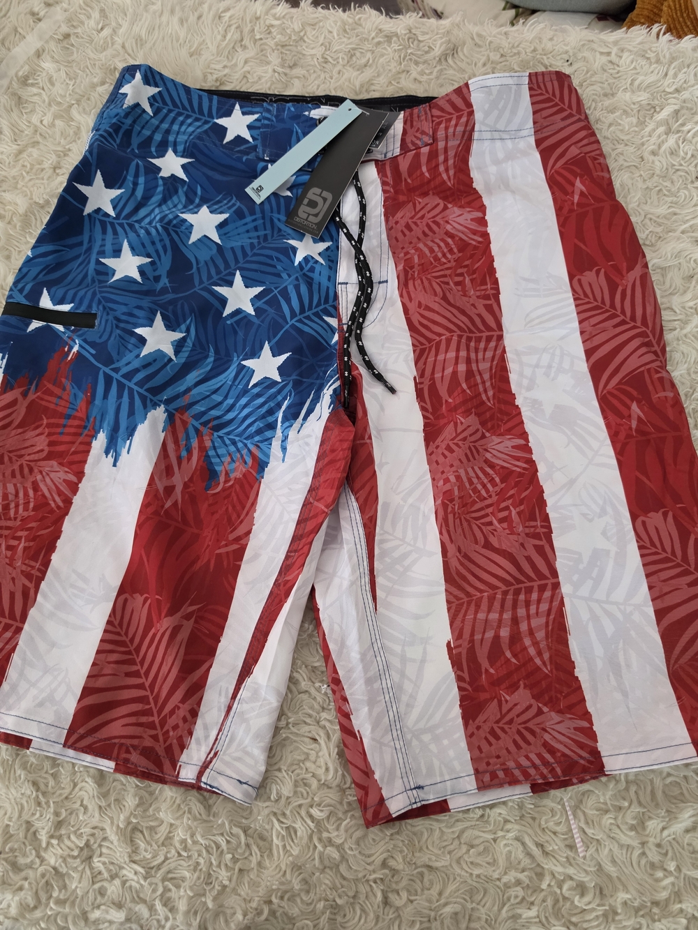 Nwt Men's American Flag Swim Shorts - Red, White & Blue